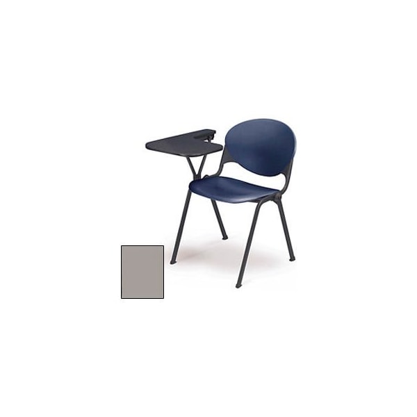 Designer Stacking Arm Chair Desk w/ Left Handed Tablet - Cool Gray Seat & Back